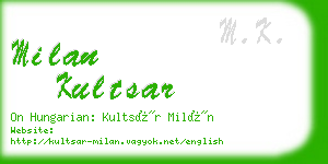 milan kultsar business card